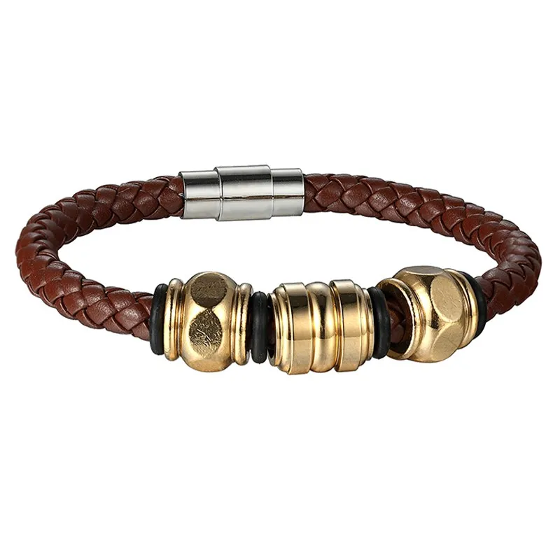 Bobo Cover 2017 Wholesale Genuine Leather Men Bracelets Stainless Steel Magnet Clasps Bracelets & Wristband Vintage Gifts 11