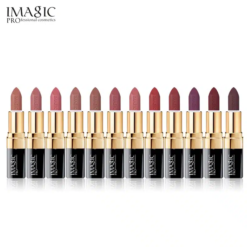 IMAGIC new 12 color lip makeup cream lipstick waterproof lasting light color sexy red lipstick beauty matte eyeliner lipstick 18