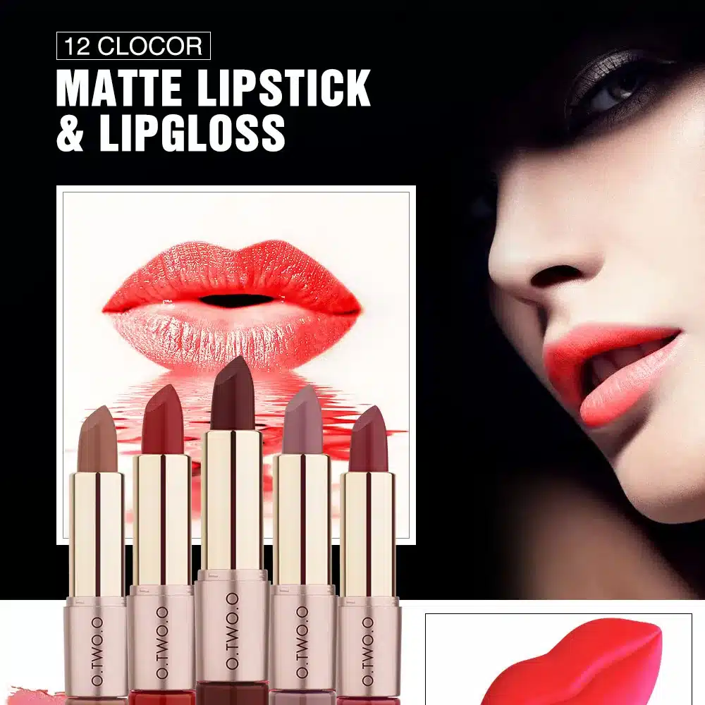O.TWO.O 2 in 1 Matte Lipstick Lips Makeup Cosmetics Waterproof Pintalabios Batom Mate Lip Gloss Rouge 12 Colors Choose 9