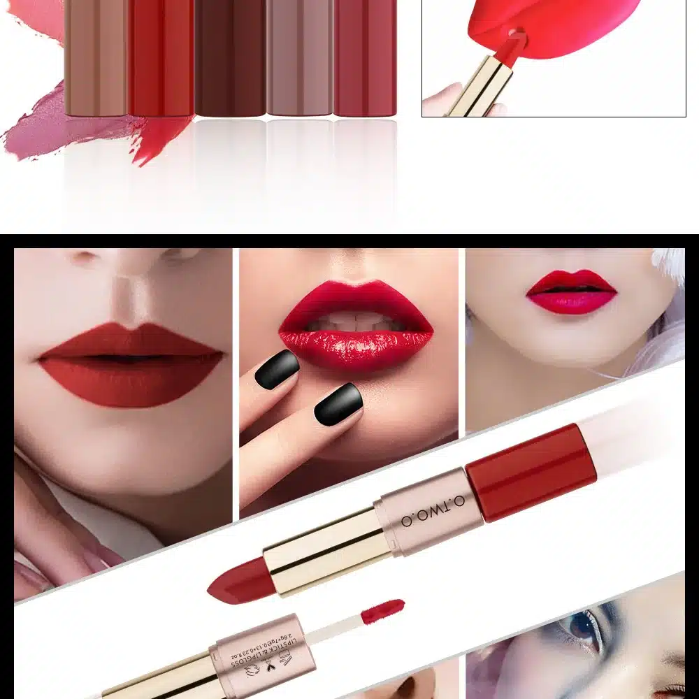 O.TWO.O 2 in 1 Matte Lipstick Lips Makeup Cosmetics Waterproof Pintalabios Batom Mate Lip Gloss Rouge 12 Colors Choose 10