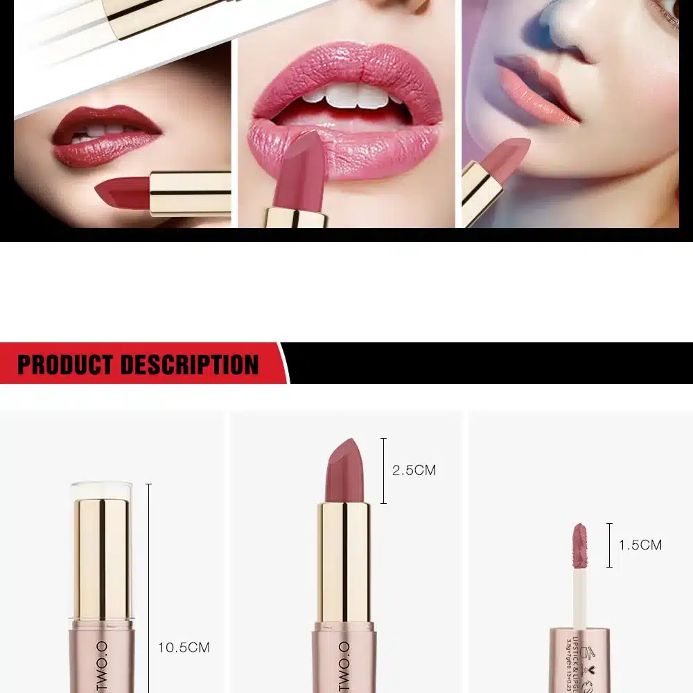 O.TWO.O 2 in 1 Matte Lipstick Lips Makeup Cosmetics Waterproof Pintalabios Batom Mate Lip Gloss Rouge 12 Colors Choose 11