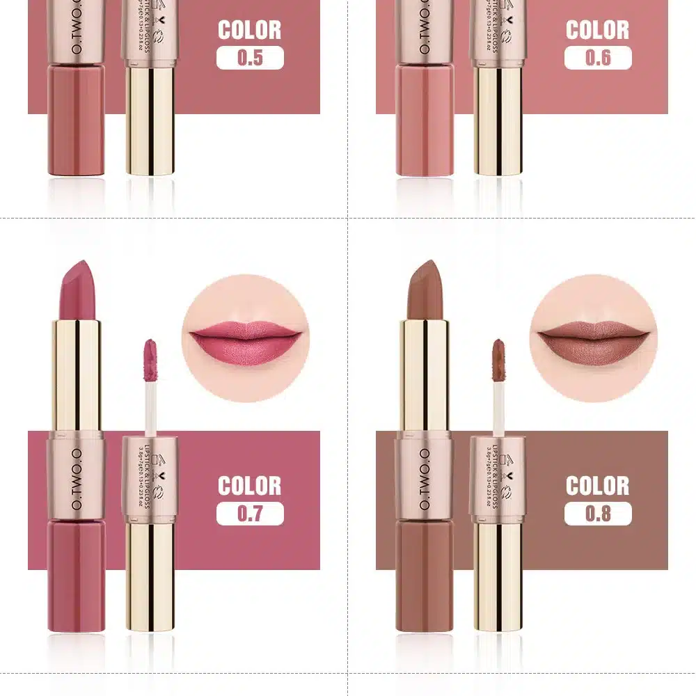 O.TWO.O 2 in 1 Matte Lipstick Lips Makeup Cosmetics Waterproof Pintalabios Batom Mate Lip Gloss Rouge 12 Colors Choose 16