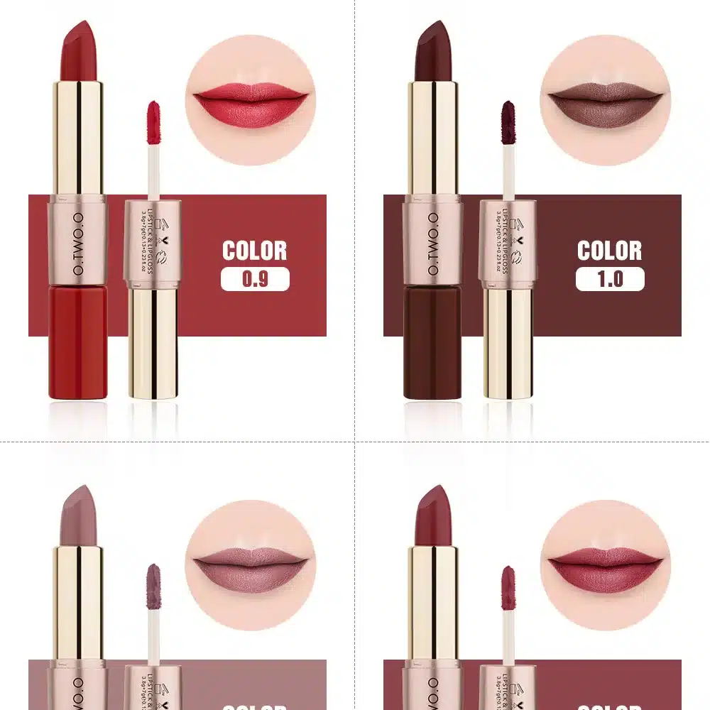 O.TWO.O 2 in 1 Matte Lipstick Lips Makeup Cosmetics Waterproof Pintalabios Batom Mate Lip Gloss Rouge 12 Colors Choose 17