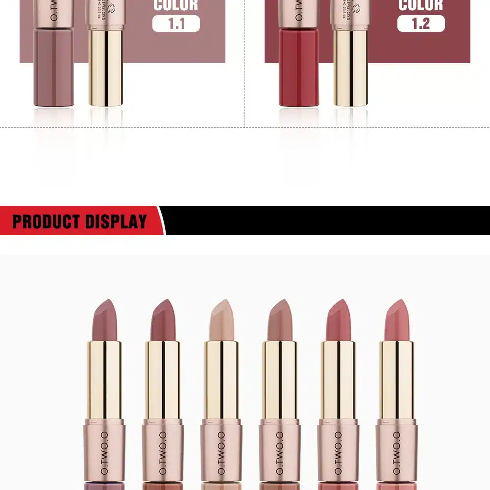 O.TWO.O 2 in 1 Matte Lipstick Lips Makeup Cosmetics Waterproof Pintalabios Batom Mate Lip Gloss Rouge 12 Colors Choose 18