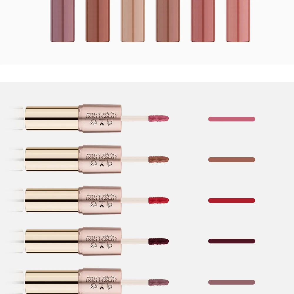 O.TWO.O 2 in 1 Matte Lipstick Lips Makeup Cosmetics Waterproof Pintalabios Batom Mate Lip Gloss Rouge 12 Colors Choose 19