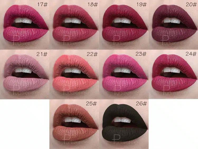 Pudaier Matte Lipstick Waterproof Lip Makeup 26Colors Long Lasting Moisturizer Lip Tint Black Pigment Sexy rouge a levre mat 26