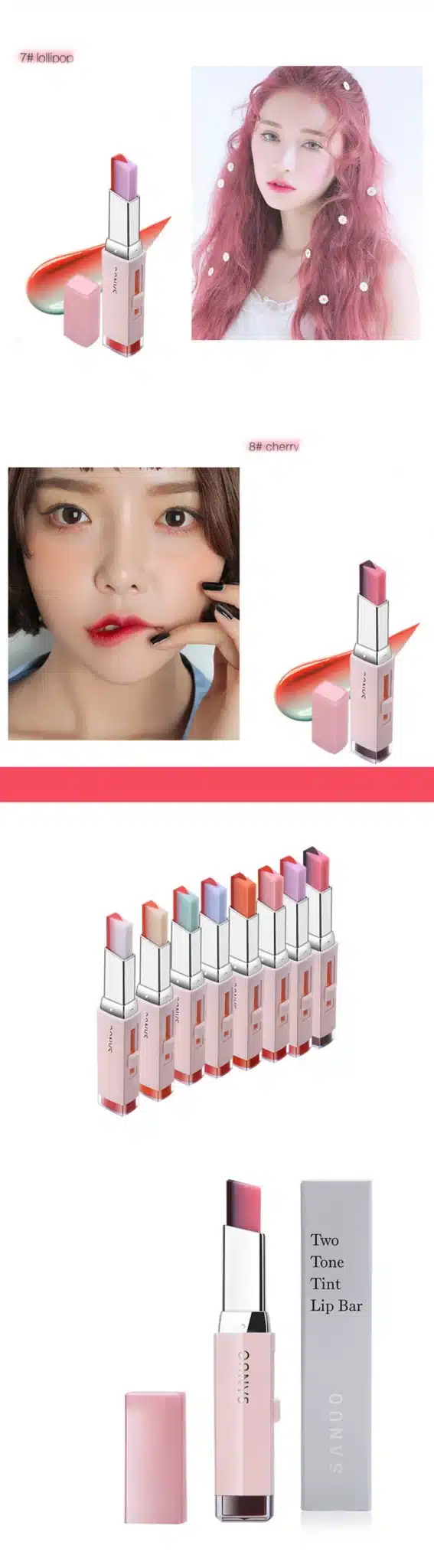 8 Colors Gradient Color Lipstick Waterproof Two Color Lipsticks Korean Style Lip Balm V Cutting Bite Lipstick K Pop Korean Lip 9
