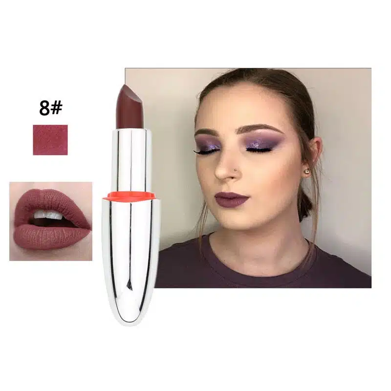 14 Color Matte Lipstick Lips Make Up Waterproof Velvet Lip Stick Shimmer Nude Brown Lips Makeup Matt Long Lasting Lipsticks 8