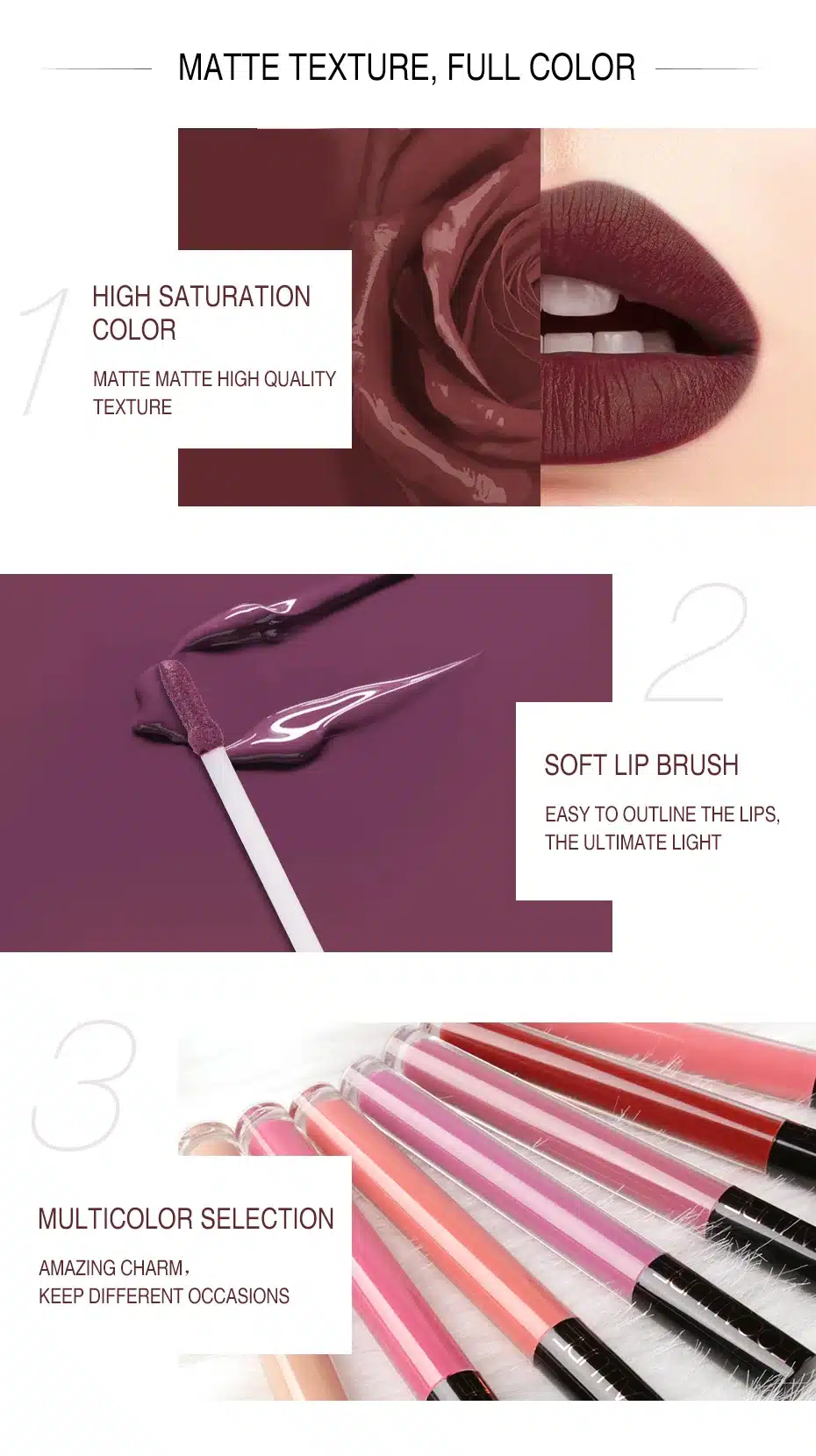 FOCALLURE Liquid Lipstick Makeup Matte Lip Tint Sexy Pigment Waterproof Batom Tint Nude Gloss Kiss-proof Lips Make up 2