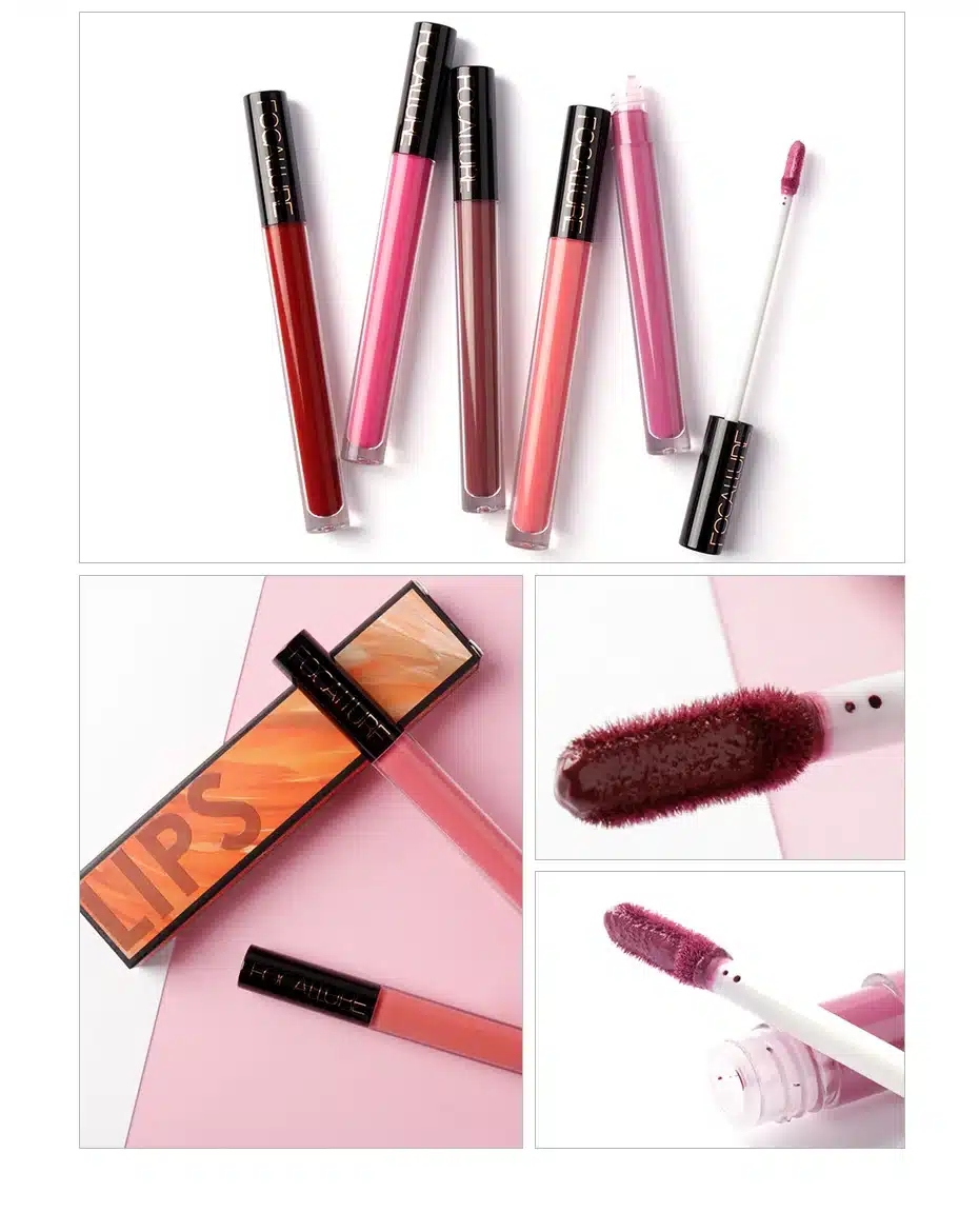 FOCALLURE Liquid Lipstick Makeup Matte Lip Tint Sexy Pigment Waterproof Batom Tint Nude Gloss Kiss-proof Lips Make up 8