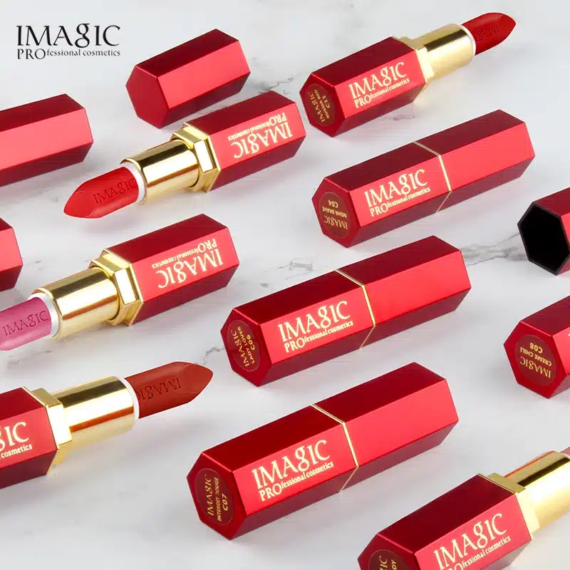IMAGIC 12 Colors Matte Lipsticks Crystal Column Matte Lipstick Lip Sticks Cosmetic Easy to Wear Lipstick Matte Batom 18