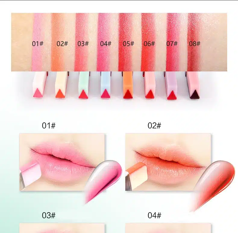 1pcs LIPHOP 8 Colors Lip Gloss Makeup Double Colors Lipstick Moisturizing Gradient Lipsticks Lips Cosmetic Fashion Lip Blam 15