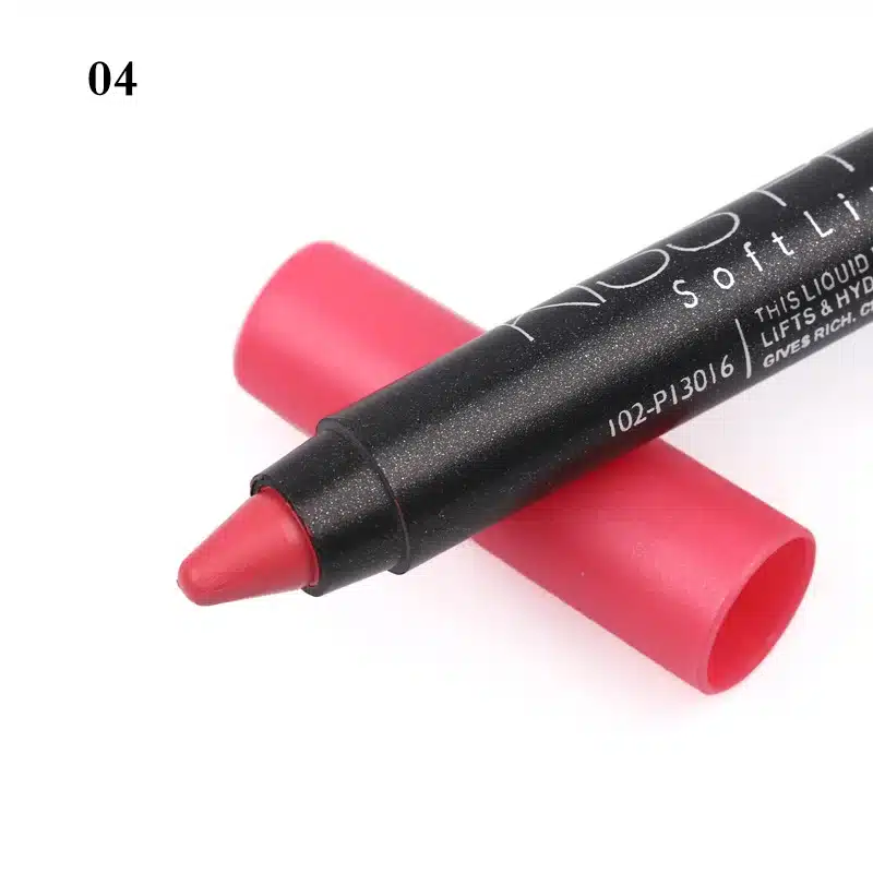 Menow 12 Color/Pack KISS PROOF Sexy Beauty Waterproof Lipstick Pen Lasting Do Not Fade Lipstick Gift 1Pcs Pencil Sharpener 4186 8