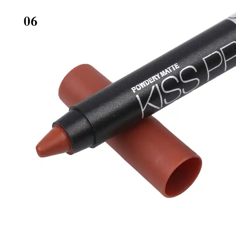 Menow 12 Color/Pack KISS PROOF Sexy Beauty Waterproof Lipstick Pen Lasting Do Not Fade Lipstick Gift 1Pcs Pencil Sharpener 4186 10