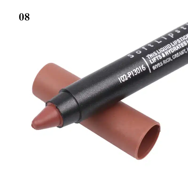 Menow 12 Color/Pack KISS PROOF Sexy Beauty Waterproof Lipstick Pen Lasting Do Not Fade Lipstick Gift 1Pcs Pencil Sharpener 4186 12