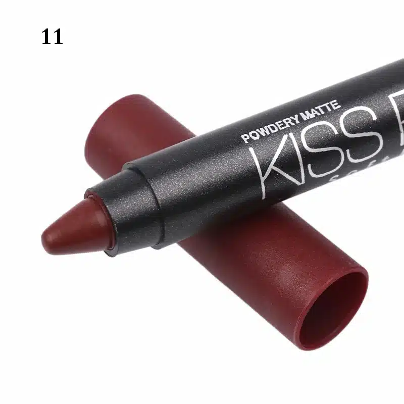Menow 12 Color/Pack KISS PROOF Sexy Beauty Waterproof Lipstick Pen Lasting Do Not Fade Lipstick Gift 1Pcs Pencil Sharpener 4186 14