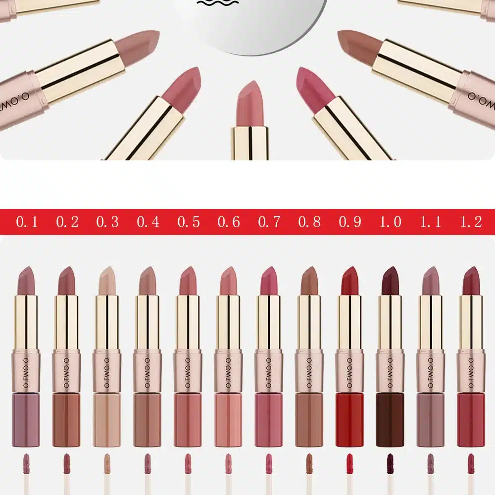 O.TWO.O 2 in 1 Matte Lipstick Lips Makeup Cosmetics Waterproof Pintalabios Batom Mate Lip Gloss Rouge 12 Colors Choose 13