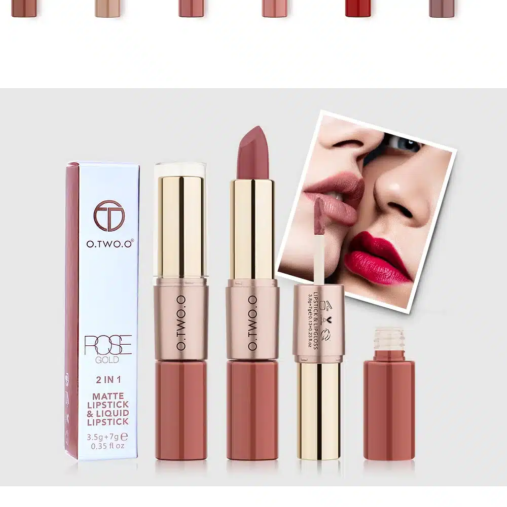 O.TWO.O 2 in 1 Matte Lipstick Lips Makeup Cosmetics Waterproof Pintalabios Batom Mate Lip Gloss Rouge 12 Colors Choose 21
