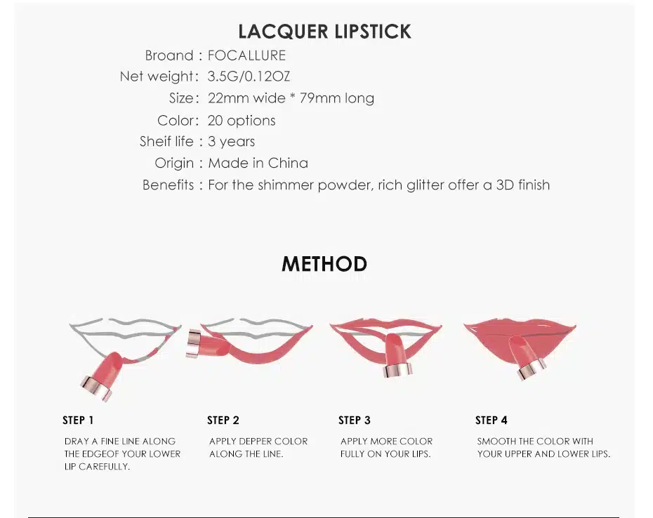 FOCALLURE Moisturizer Matte Lipstick 20 Colors High Quality Red Lip Sticks Easy to Wear Long-lasting Make up 7