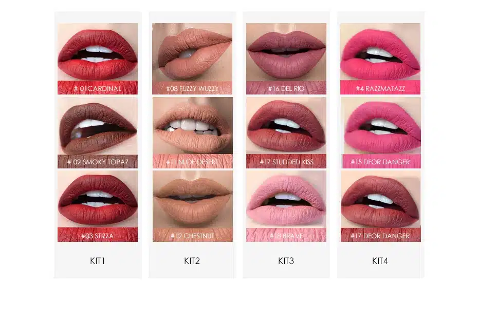 FOCALLURE Waterproof Long-lasting Red Velvet Nude Tattoo Matte True Brown Color Pencil Lipstick Crayon Lot Makeup Set 3