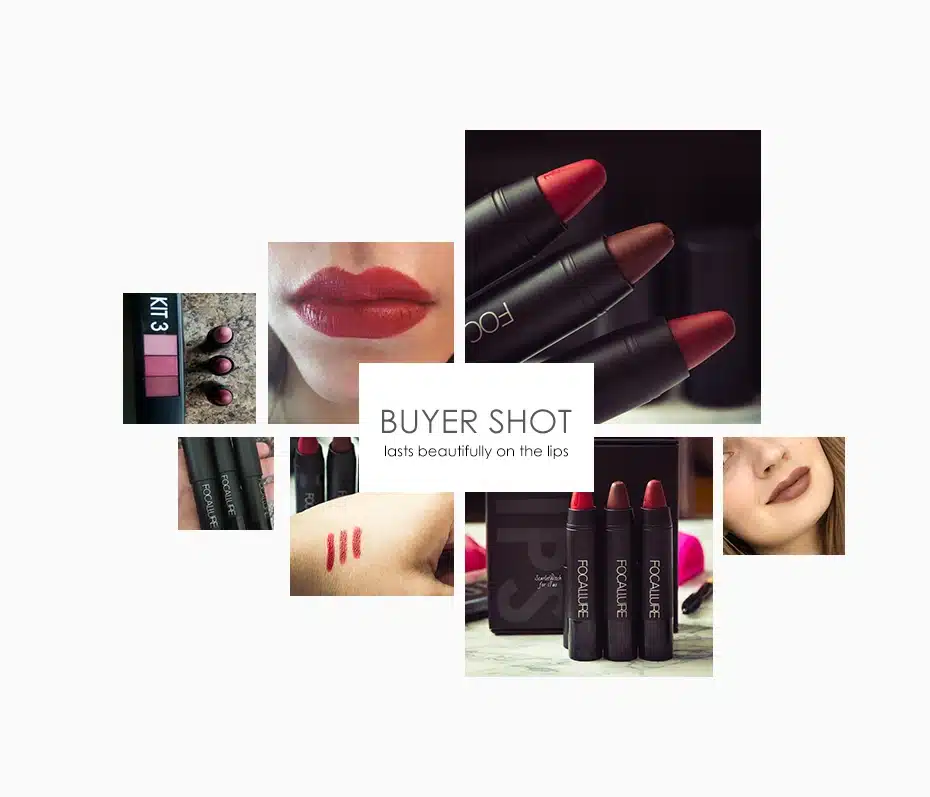 FOCALLURE Waterproof Long-lasting Red Velvet Nude Tattoo Matte True Brown Color Pencil Lipstick Crayon Lot Makeup Set 8