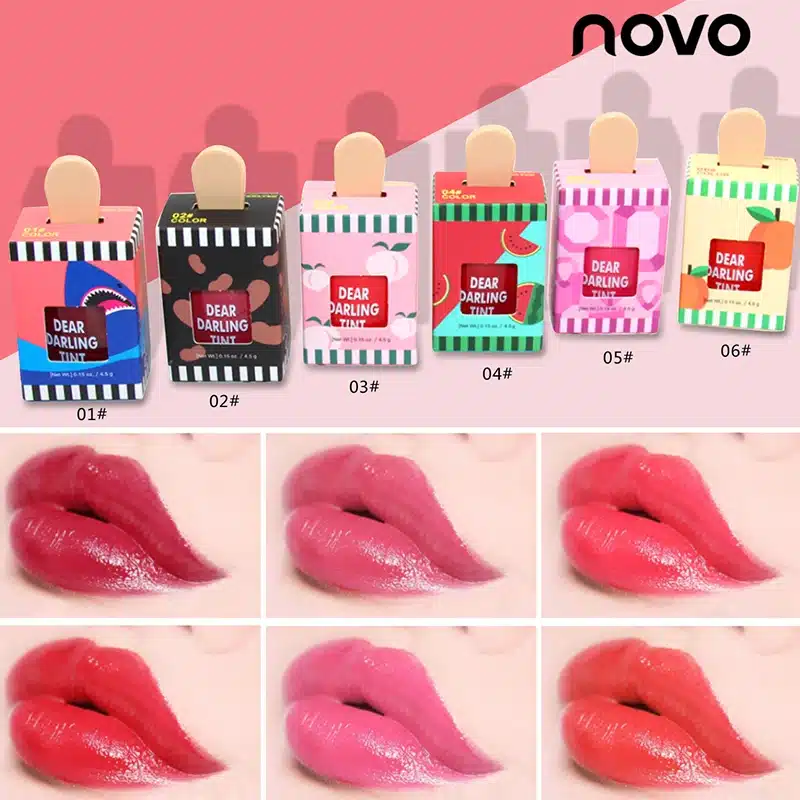 NOVO Brand 6 Colors batom Super Ice Cream Lip Gloss Waterproof Long Lasting Makeup Liquid Lipstick Sweet Red Lip Tint 13