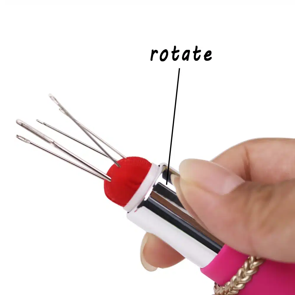 New Craft Lipstick Shaped Needles Pin Cushion with 5 Sewing Needles Pincushion Rotatable Needle Holder Sewing Tool Accessories 34