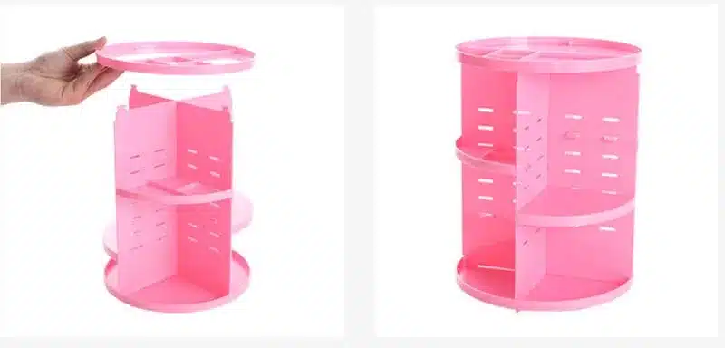 360 Rotating Makeup Organizer Storage Box Adjustable Plastic Cosmetic Brushes Lipstick Holder Make Up Jewelry Container Stand 18