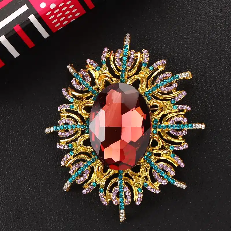 MINHIN Vintage Big Crystal Flower Brooch Pins Women Luxury Rhinestone Gold Silver Large Brooches Corsages Wedding Accessories 110