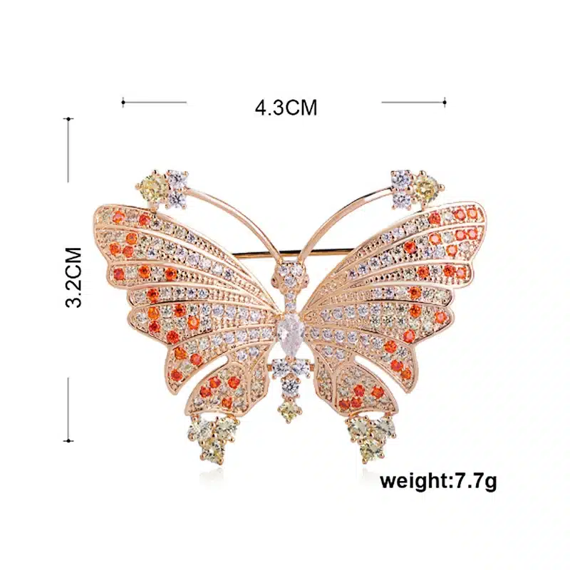 Blucome Classic Animal Butterfly Brooches Zircon Gold Color Jewelry Women Clothing Scarf Hat High Quality Copper Pin Accessories 9