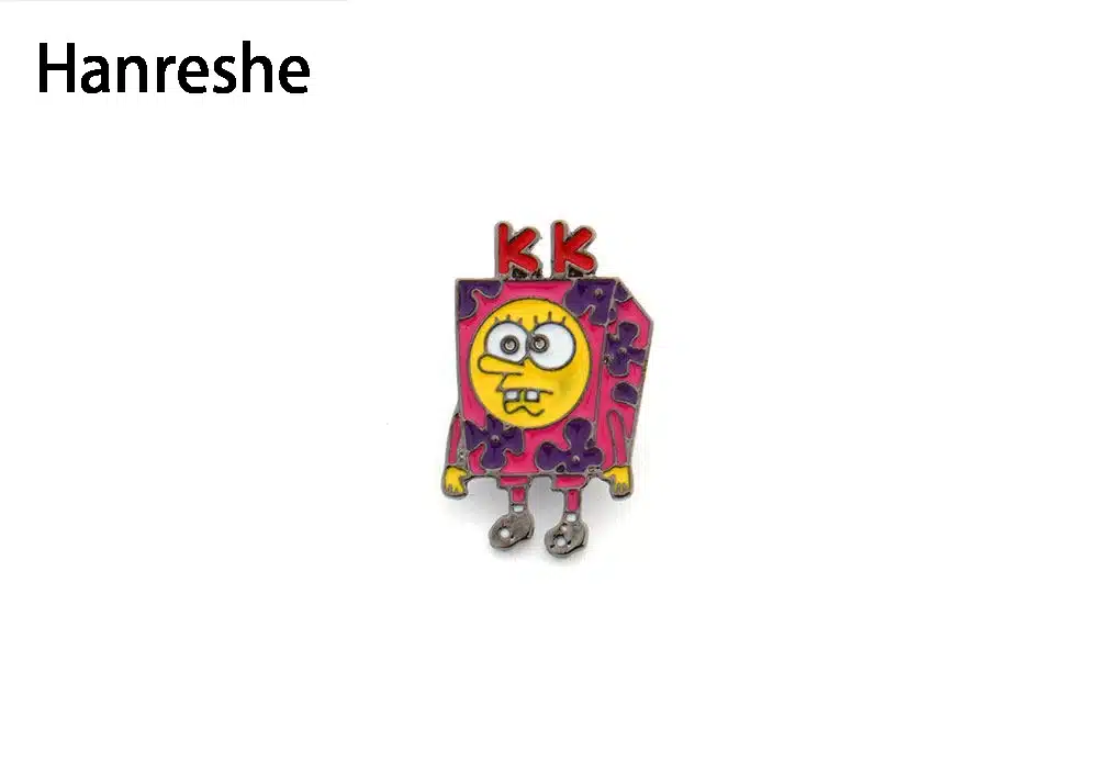 HANRESHE SpongeBob Meme Enamel Pin Brooche Metal Pin New Fashion Pink Jewelry Brooches for Women Cute Pin Best Gifts 2