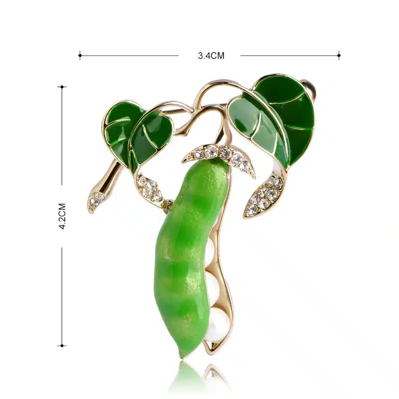 Blucome Enamel Green Pea Brooches For Women Gold-color Crystal Simulated Pearls Corsages Men Kids Sweater Suit Accessories Pins 11