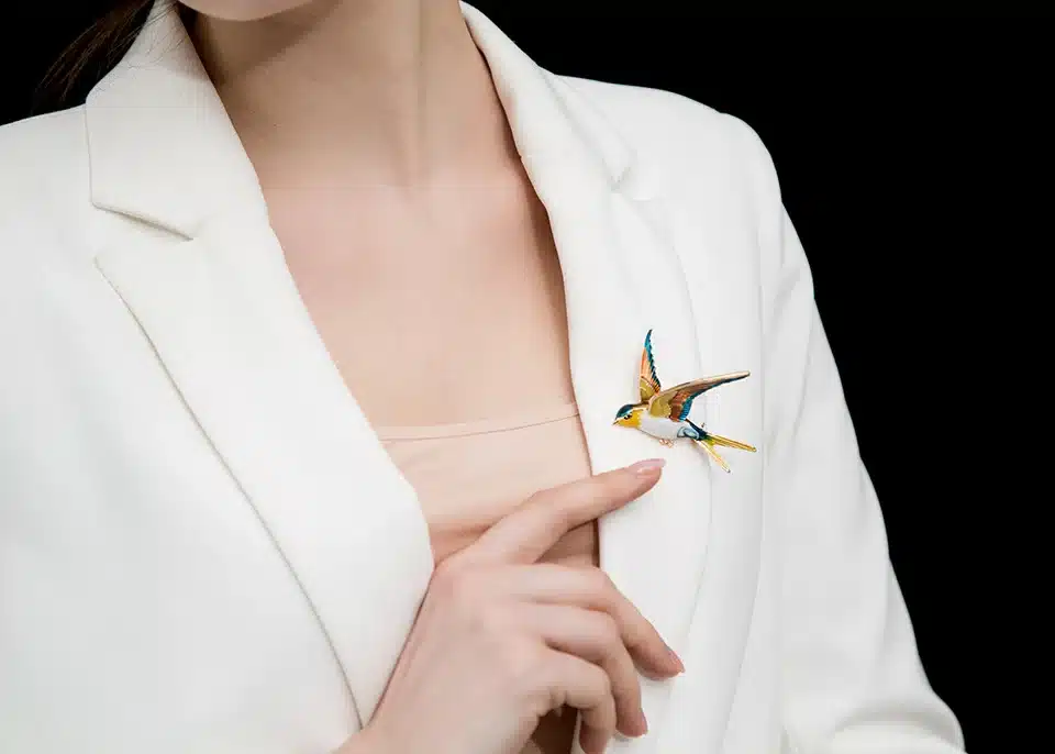 FUNMOR Vivid Enamel Swallow Shape Brooch Pins Coat Dress Decoration Badge Sweater Pendant Bird Animal Brooches For Women Men 24
