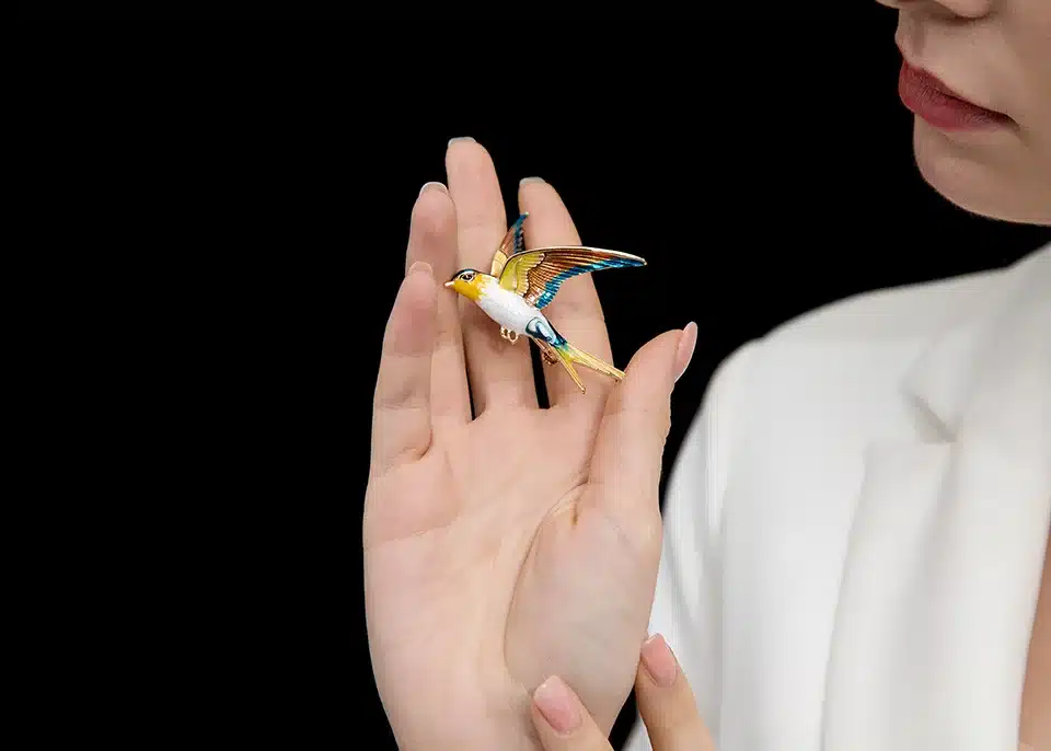 FUNMOR Vivid Enamel Swallow Shape Brooch Pins Coat Dress Decoration Badge Sweater Pendant Bird Animal Brooches For Women Men 27