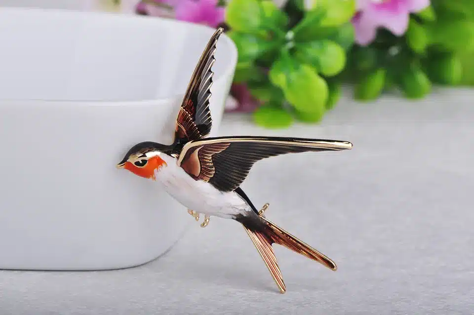 FUNMOR Vivid Enamel Swallow Shape Brooch Pins Coat Dress Decoration Badge Sweater Pendant Bird Animal Brooches For Women Men 28