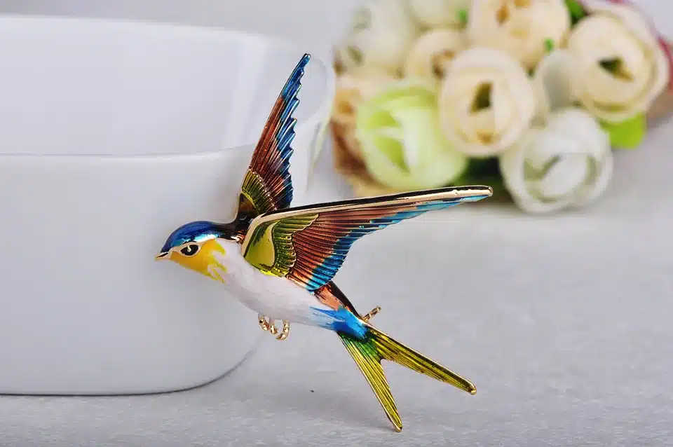 FUNMOR Vivid Enamel Swallow Shape Brooch Pins Coat Dress Decoration Badge Sweater Pendant Bird Animal Brooches For Women Men 29