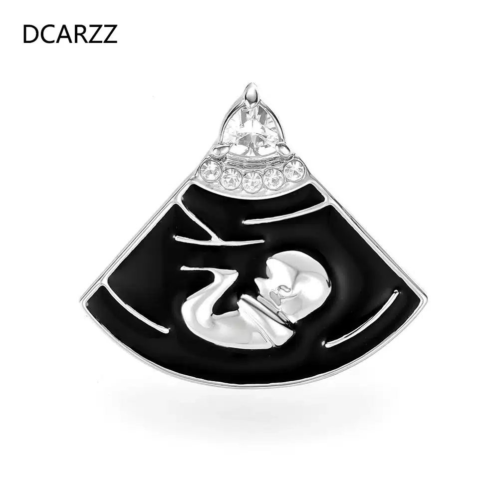 B-mode Pregnancy Shape Brooch Pin Women Gold Silver Rose Gold Jewelry Gift for Doctor/Nurse Medical Fashion Jewelry Enamel Pins 1