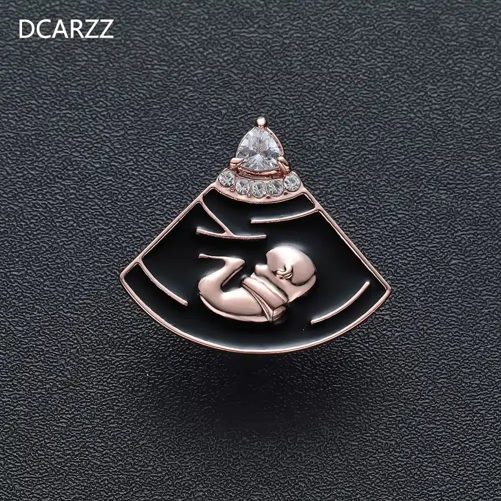 B-mode Pregnancy Shape Brooch Pin Women Gold Silver Rose Gold Jewelry Gift for Doctor/Nurse Medical Fashion Jewelry Enamel Pins 2