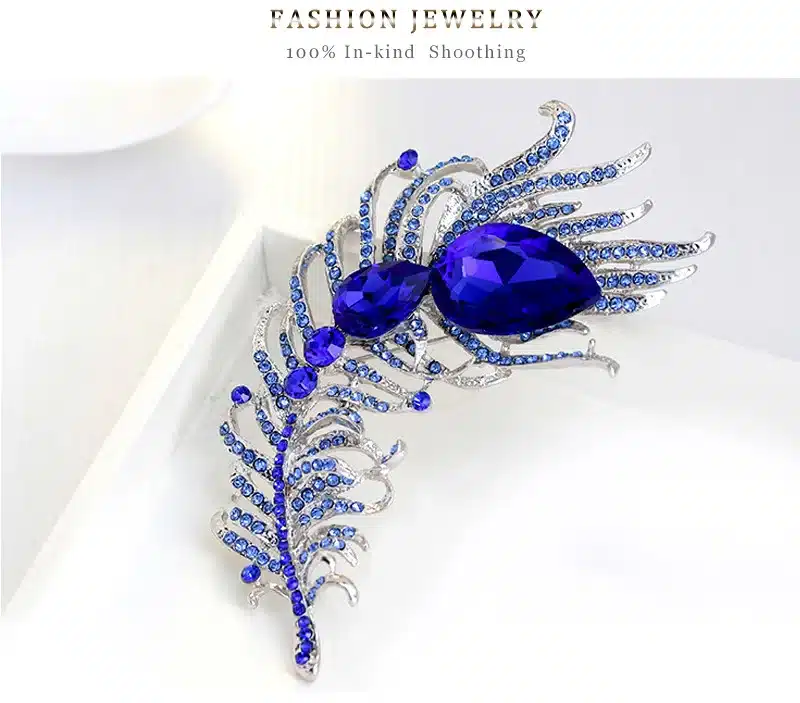CINDY XIANG Big Crystal Feather Style Brooches for Women Large Statement Pins High Quality Party Accessories Suit Accessories 17