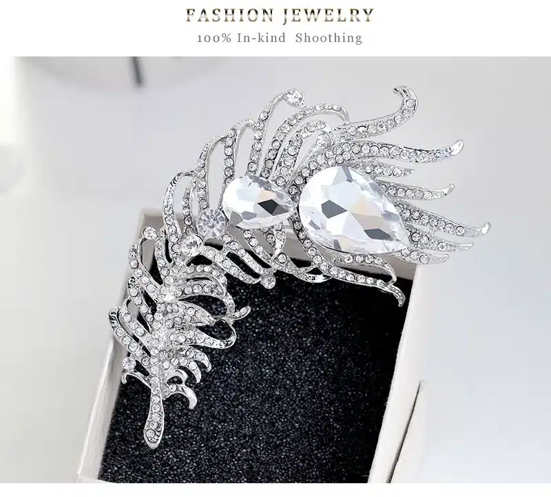 CINDY XIANG Big Crystal Feather Style Brooches for Women Large Statement Pins High Quality Party Accessories Suit Accessories 22