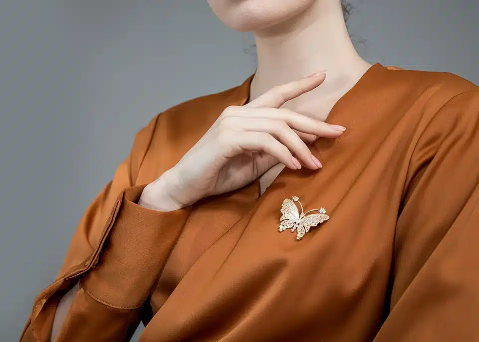 FUNMOR Luxurious Micro Paved Cubic Zircon Butterfly Brooch Badge Gold Color Copper Insect Animal Brooches Pin Women Scarf Buckle 6