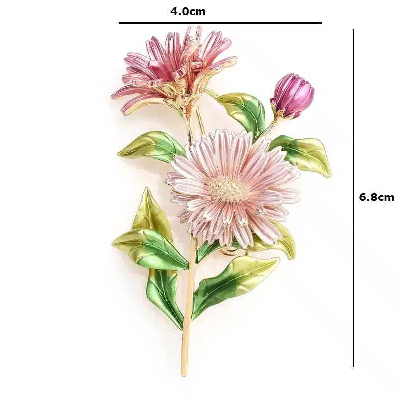 Wuli&baby Pink Daisy Bouquet Enamel Brooches Metal Flowers Weddings Banquet Brooch Pins For Women And Men 10