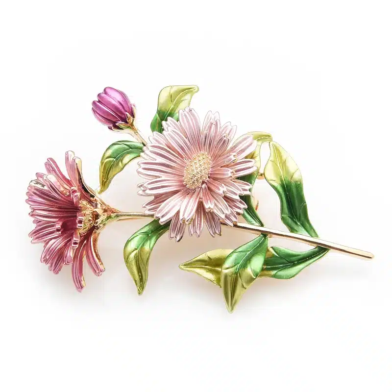 Wuli&baby Pink Daisy Bouquet Enamel Brooches Metal Flowers Weddings Banquet Brooch Pins For Women And Men 13