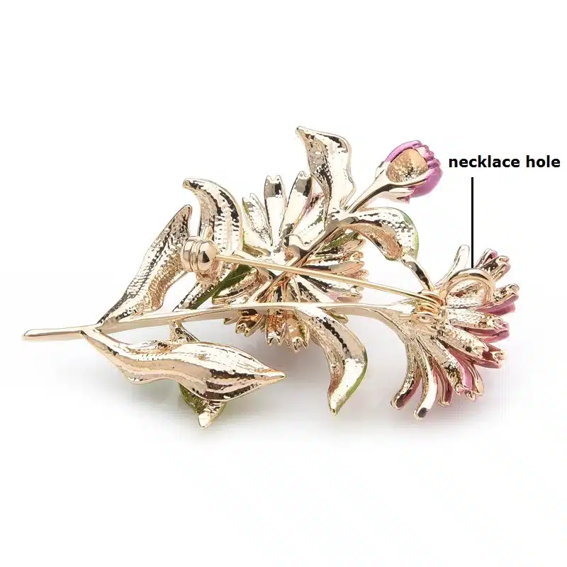 Wuli&baby Pink Daisy Bouquet Enamel Brooches Metal Flowers Weddings Banquet Brooch Pins For Women And Men 14