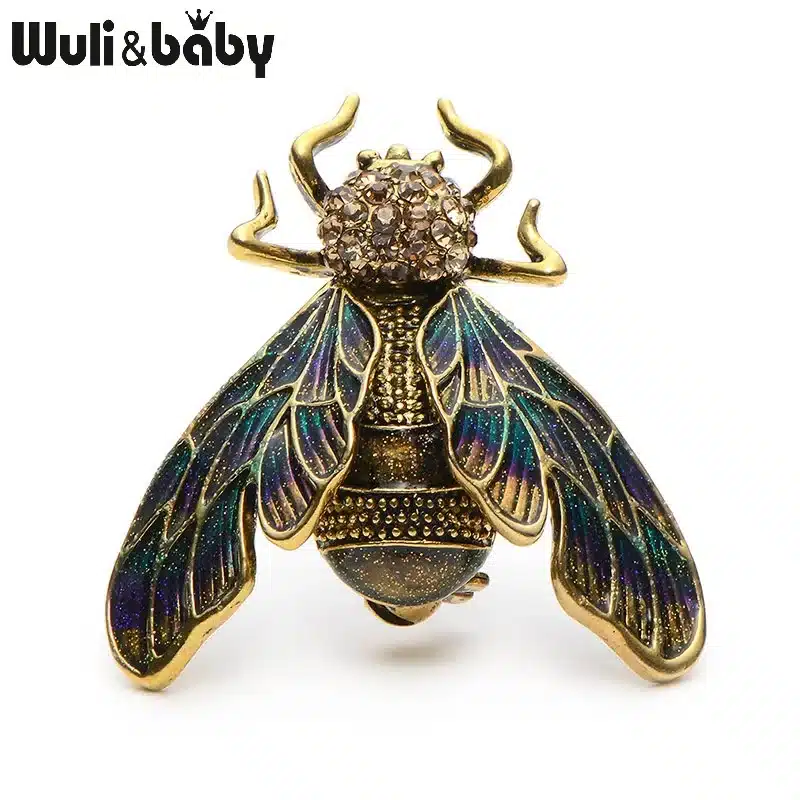 Wuli&Baby Rhinestone Alloy Gold And Silver Cicada Brooches For Women And Men Crystal Enamel Brooch Pins Christmas Gifts 9