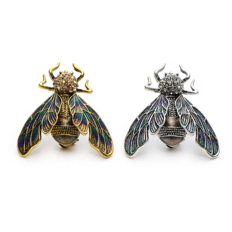 Wuli&Baby Rhinestone Alloy Gold And Silver Cicada Brooches For Women And Men Crystal Enamel Brooch Pins Christmas Gifts 16