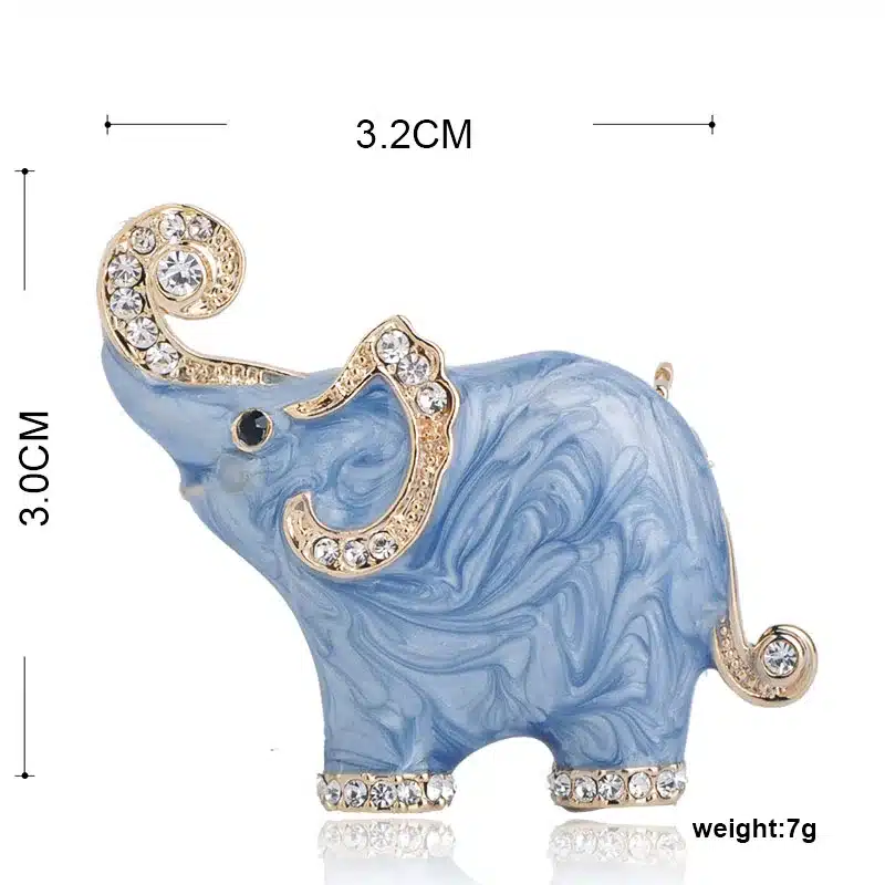 Blucome New Arrival lovely Blue Texture Enamel Elephant Shape Brooch Crystal Pins Brooches For Women Kids Scarf Clothes Jewelry 11