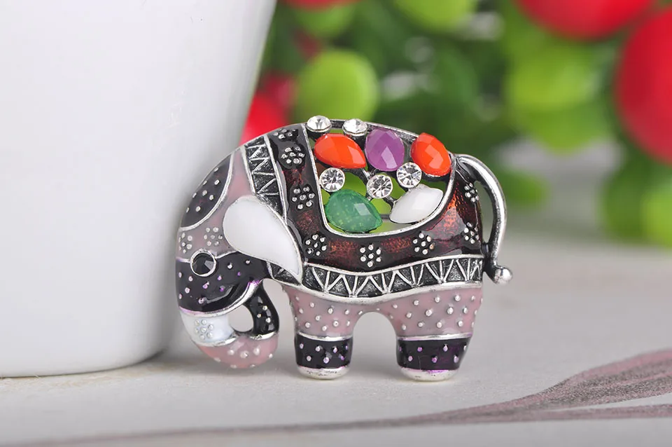 Blucome Thailand Elephant Shape Brooch Colorful Enamel Resin Brooches Pins For Women Kids Scarf Clothes Hat Accessories Jewelry 14