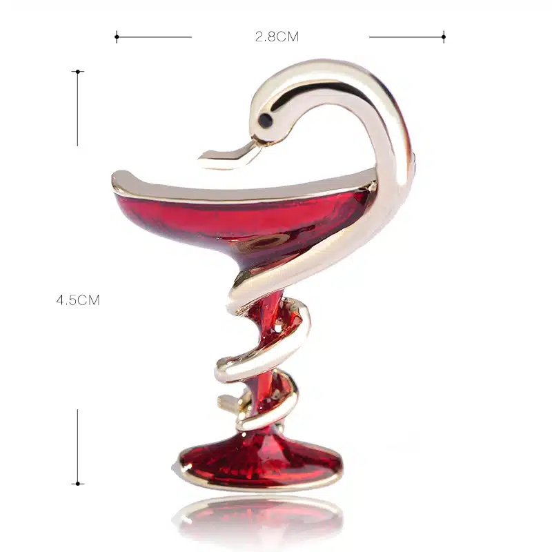 Blucome Special Red Trophy Memorial Cup With Snake Brooches Pins For Women Men Kids Gifts Enamel Gold-color Alloy Brooch Jewelry 11
