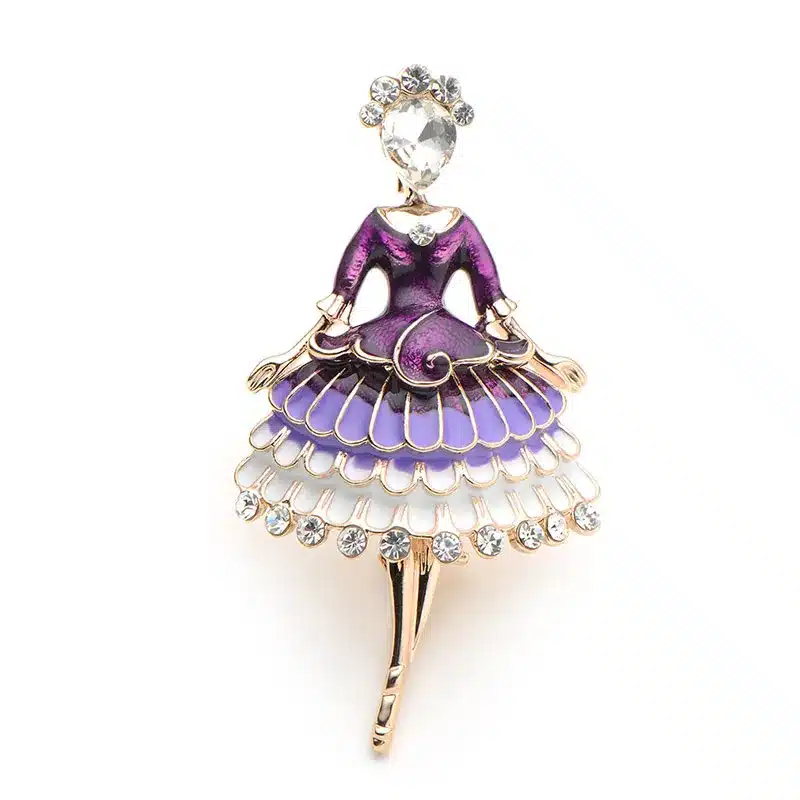 Red Enamel Princess Fairy Brooch Ballet Girl Banquet Dress Suits Scarf Women Brooches Pin Size 5.7*3.4CM 13